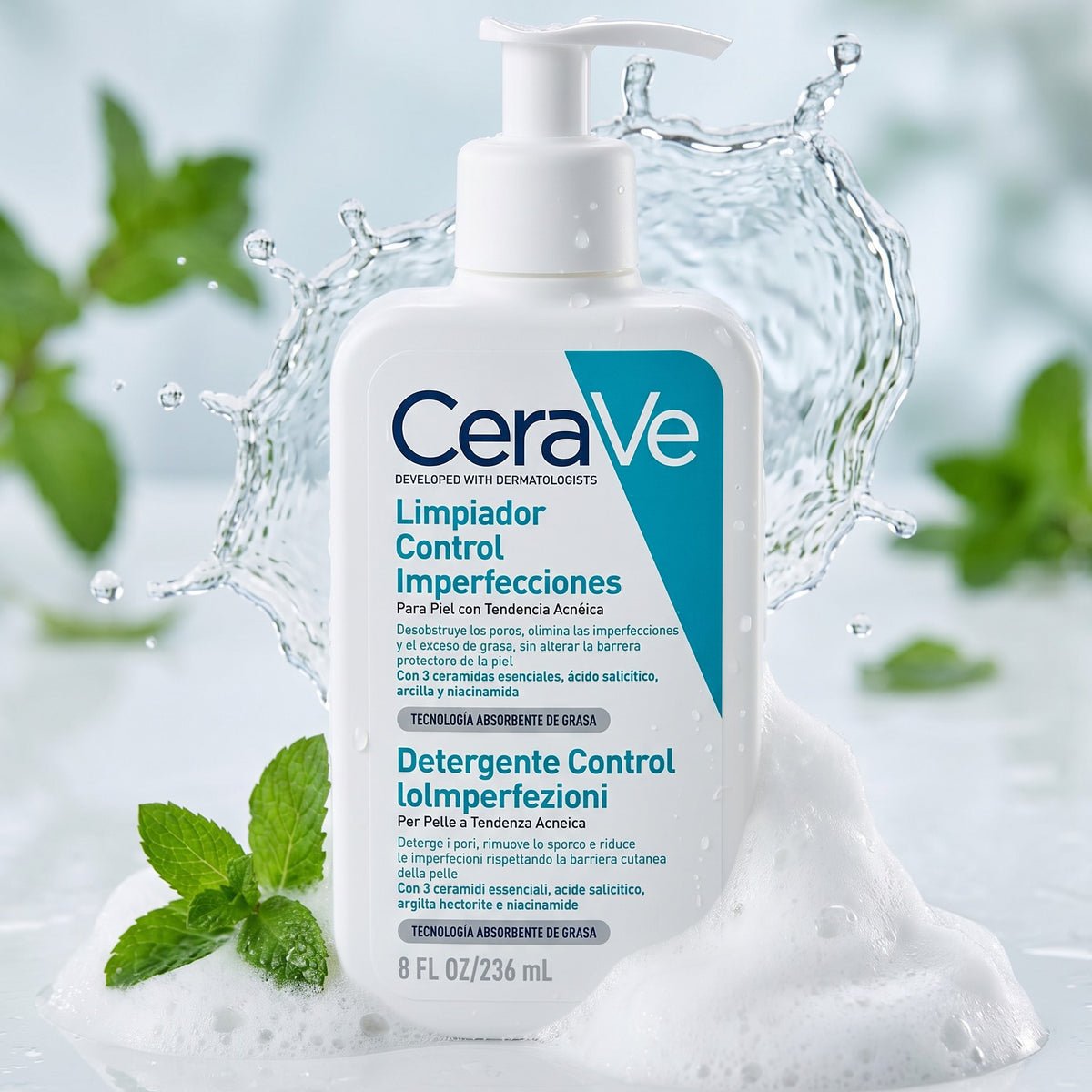 CeraVe Limpiador Control Imperfecciones 236ml | Acné, Poros y Brillo